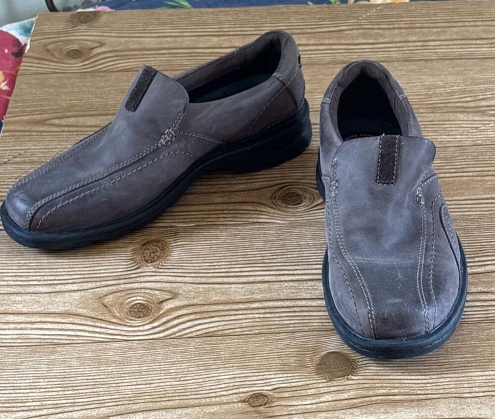 Men's 9.5W Clarks Collection Extreme Comfort Gessler Step Brown Leather Slip Ons